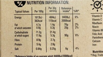 Cheerios Multigrain - Información nutricional