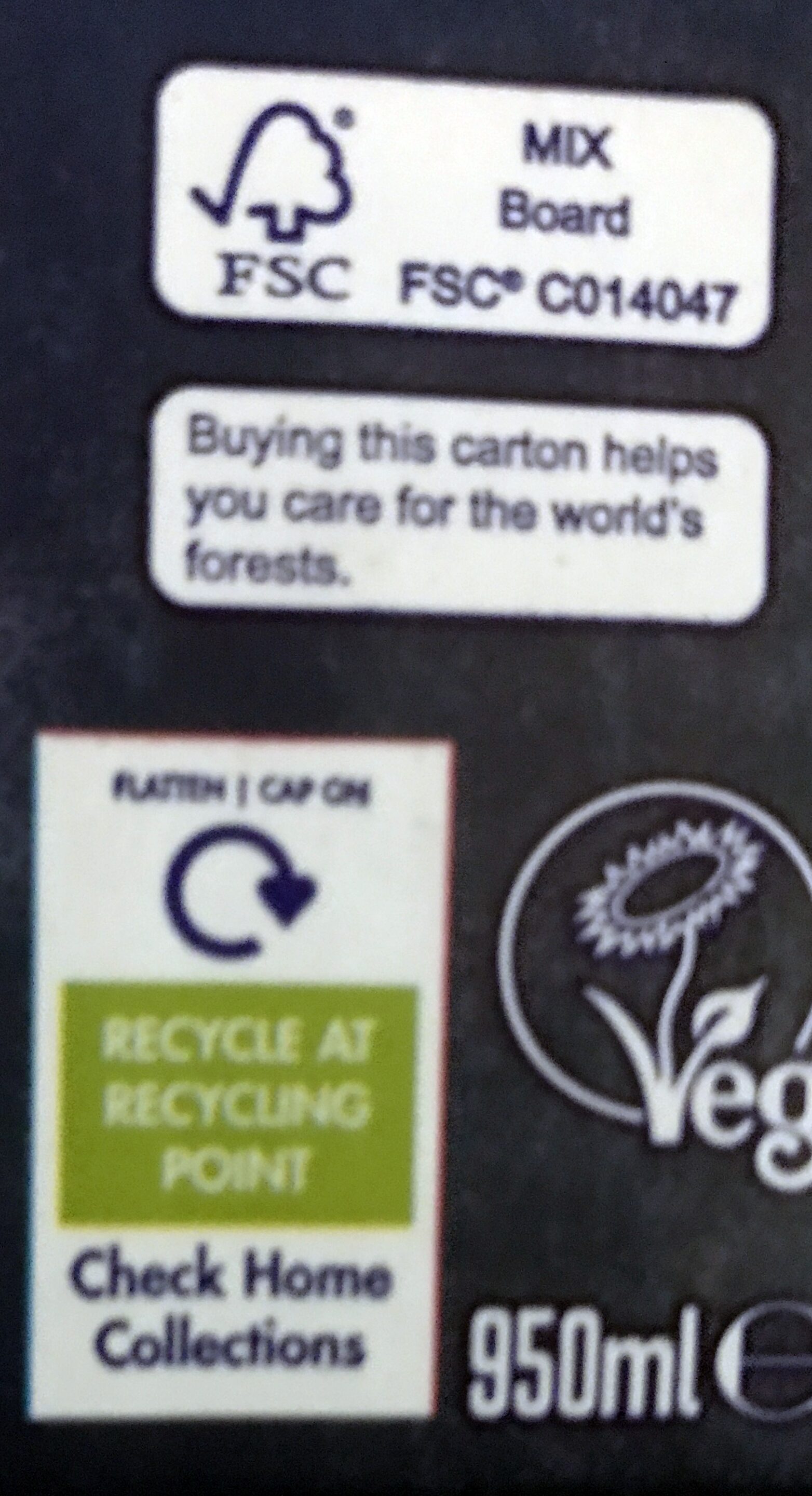 Unsweetened - Recycling instructions and/or packaging information