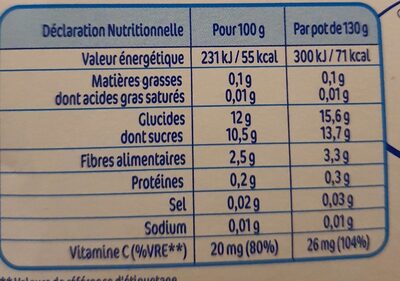 NESTLE NATURNES Pomme Poire 4x130g - Nutrition facts - fr