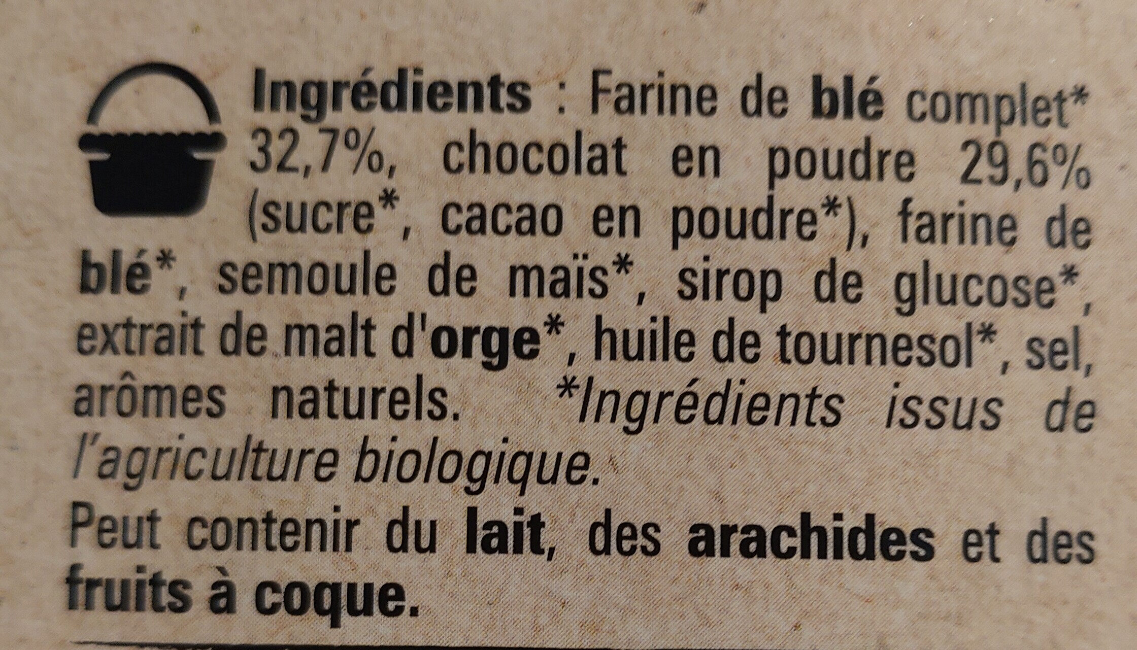 NESTLE CHOCAPIC BIO Céréales 645g - Ingredients - fr