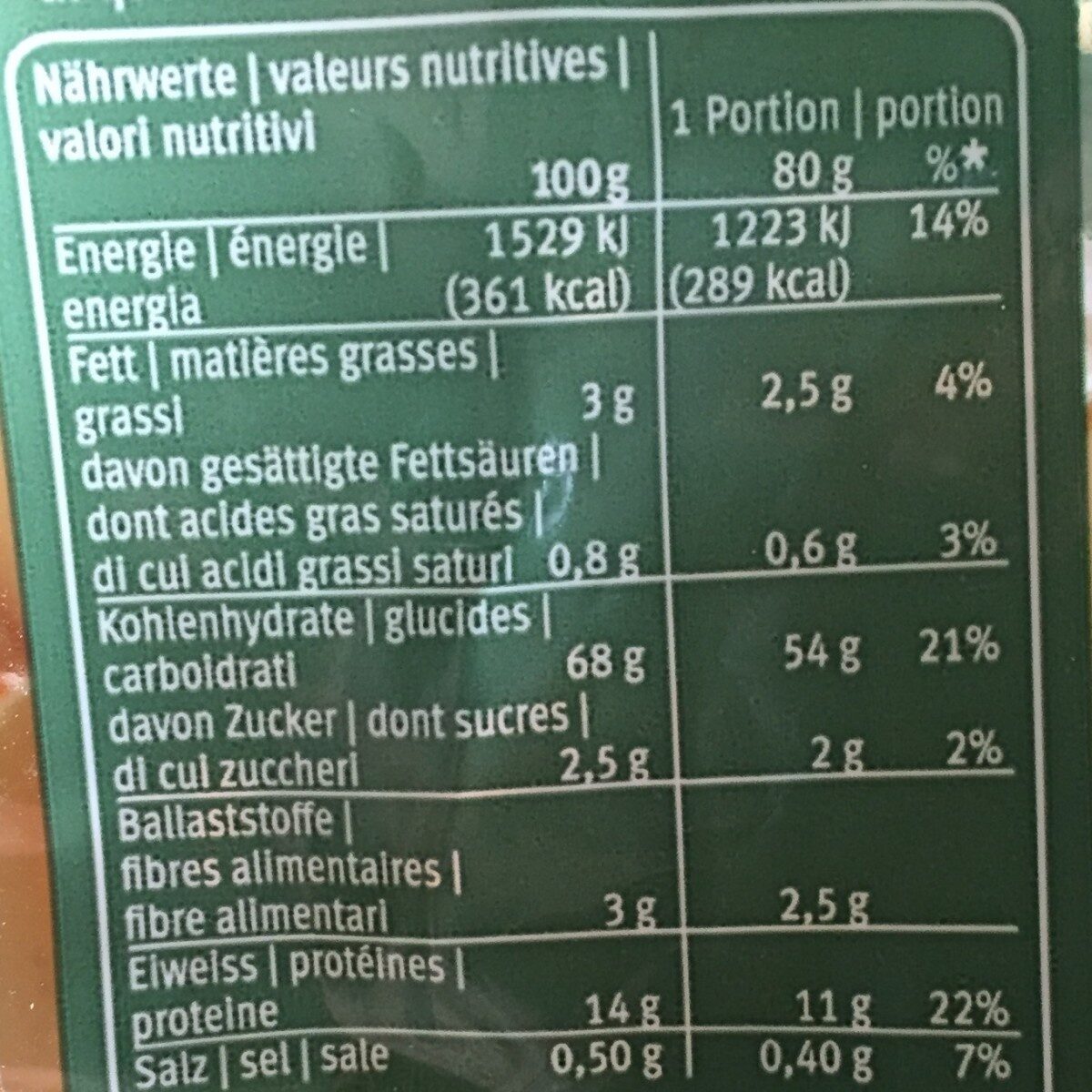 Pappardelle Safran - Valori nutrizionali - fr