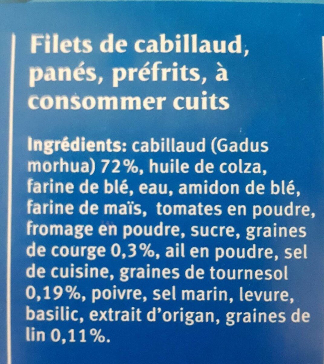 Filets de cabillaud panés, avec graines - Ingredienti - fr