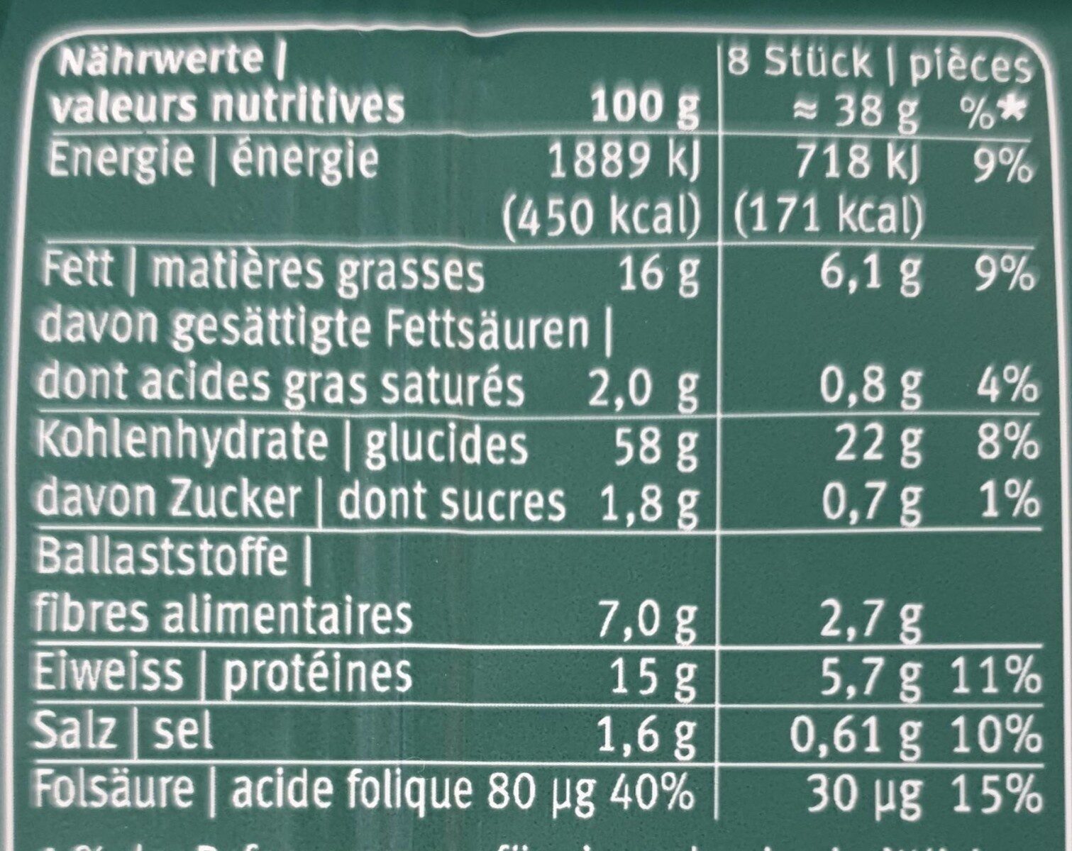 Blévita Graines de Courge - Voedingswaarden - fr