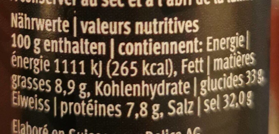 Hot Mix - 61g - Nutrition facts - fr