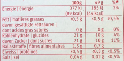 Fruit ice - Nutrition facts - fr