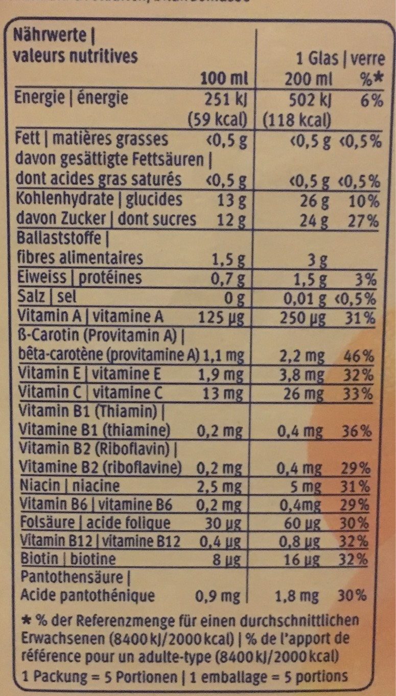 100% fruit juice - Multivitamin 13 fruits - Valori nutrizionali - fr