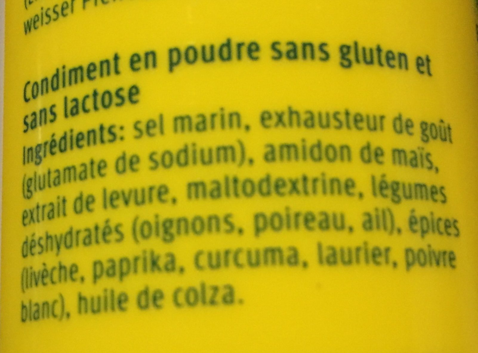Condiment en Poudre - Ingredienti - fr