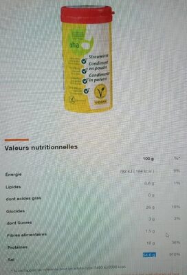 Condiment en Poudre - Valori nutrizionali - fr