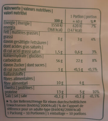 Haferflocken glutenfrei - Información nutricional - fr