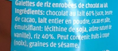 Galettes de riz au chocolat au lait - Ingredienti - fr
