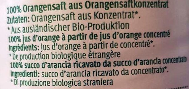 Jus d'orange Migros Bio - Ingredients - de