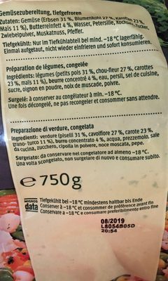Légumes au beurre - Zutaten - fr