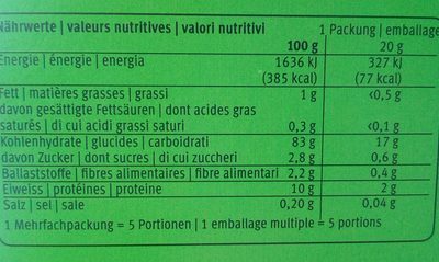 Galettes de maïs - Valori nutrizionali - fr