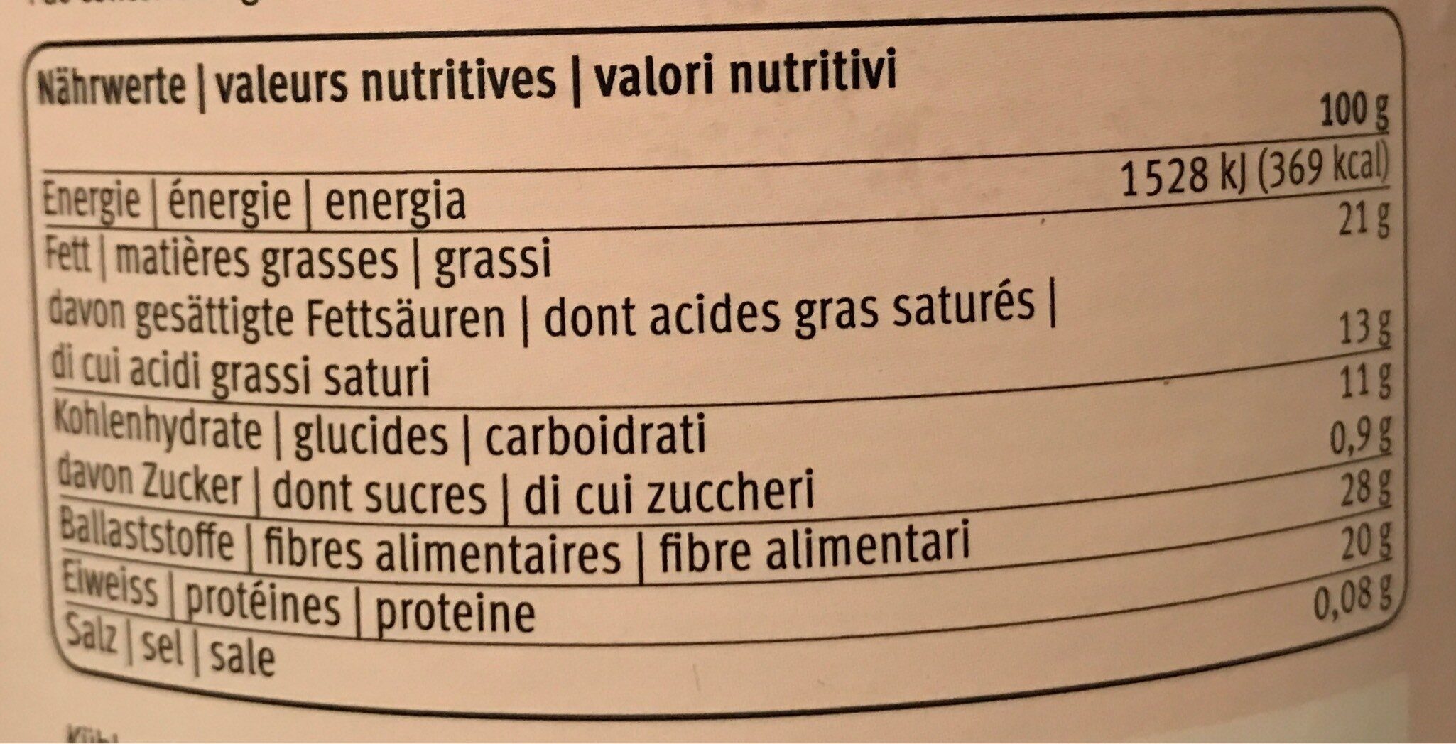  - Valori nutrizionali - fr