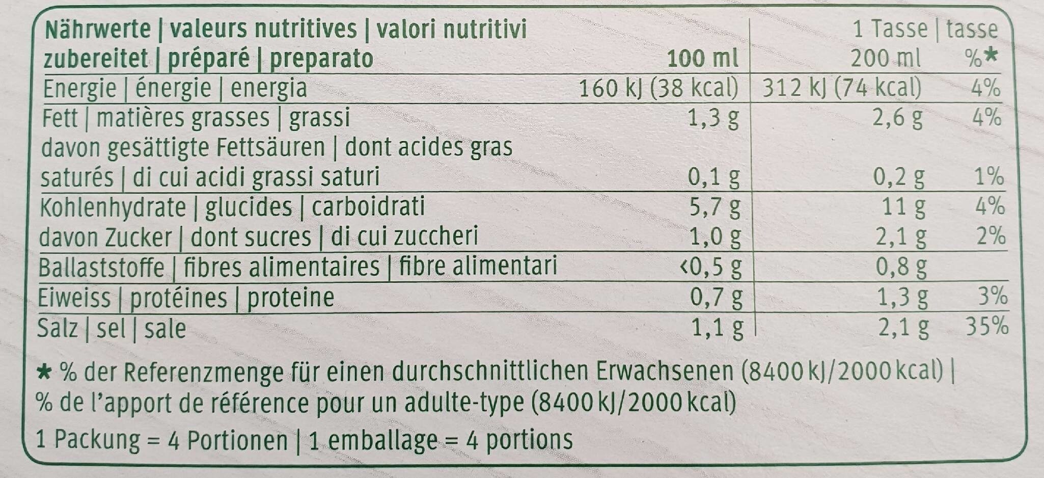 Soupe Legumes - Voedingswaarden - fr