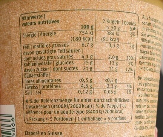 Kaffee Rahmglace - Valori nutrizionali - de