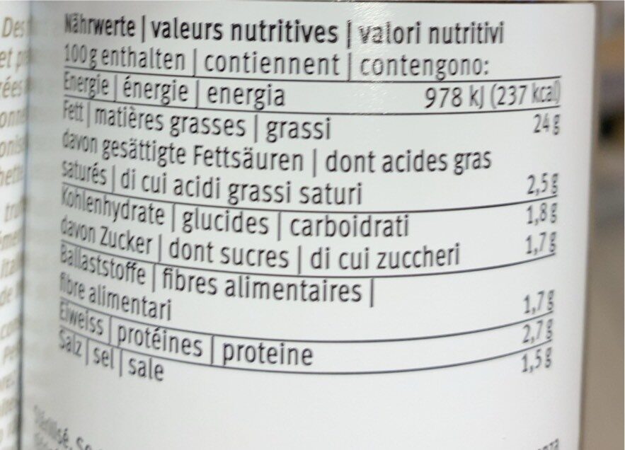Pesto al tartufo - Valori nutrizionali - fr