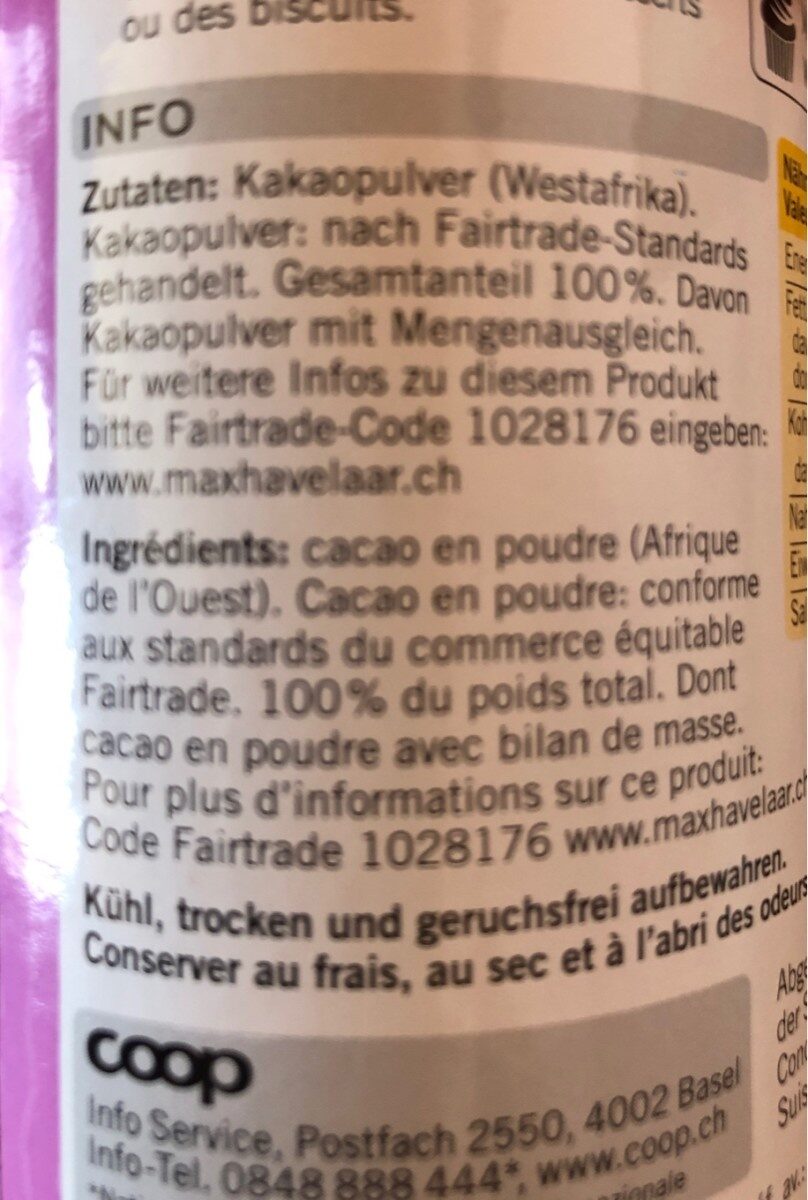 Cacao en poudre - Ingredienti - fr