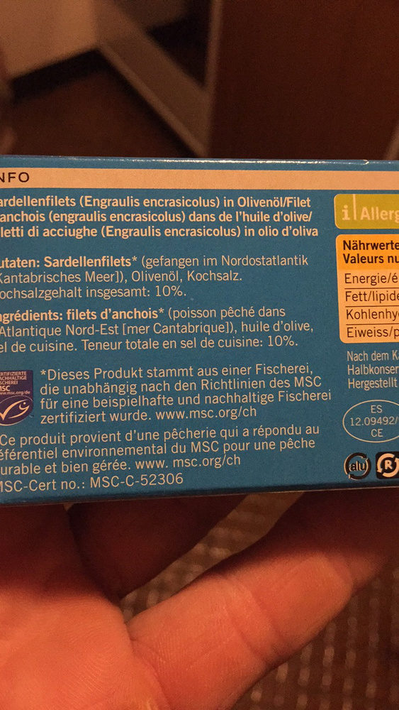 Filets d'anchois de Cantabrie : à l'huile d'olive - Zutaten - fr