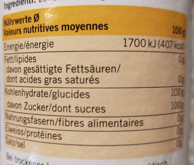 Hagelzucker - Nutrition facts - fr