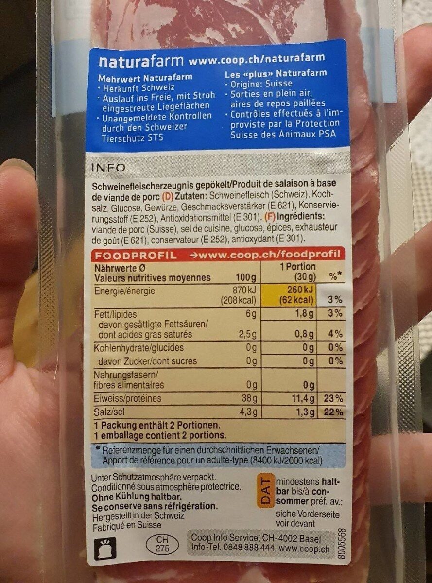 Noix de jambon cru - Nutrition facts - fr