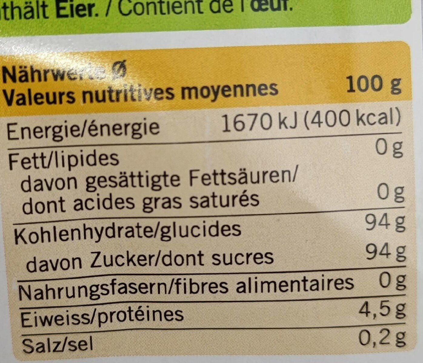 mini meringue - Nutrition facts - fr