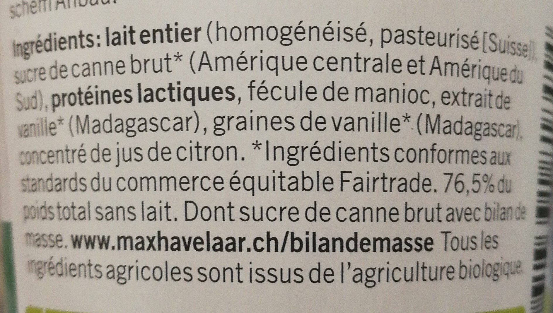 Yogourt Vanille Bio - Ingredienti - fr