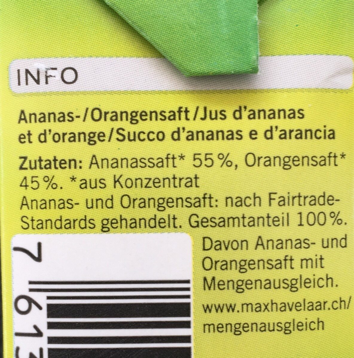Jamadu Ananas-Orange - Ingredienti - en