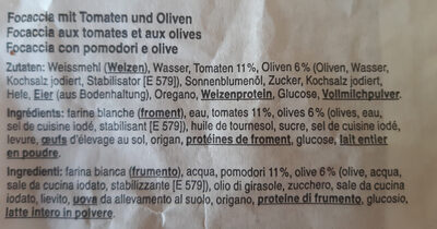 Focaccia aux tomates et aux olives - المكونات - fr