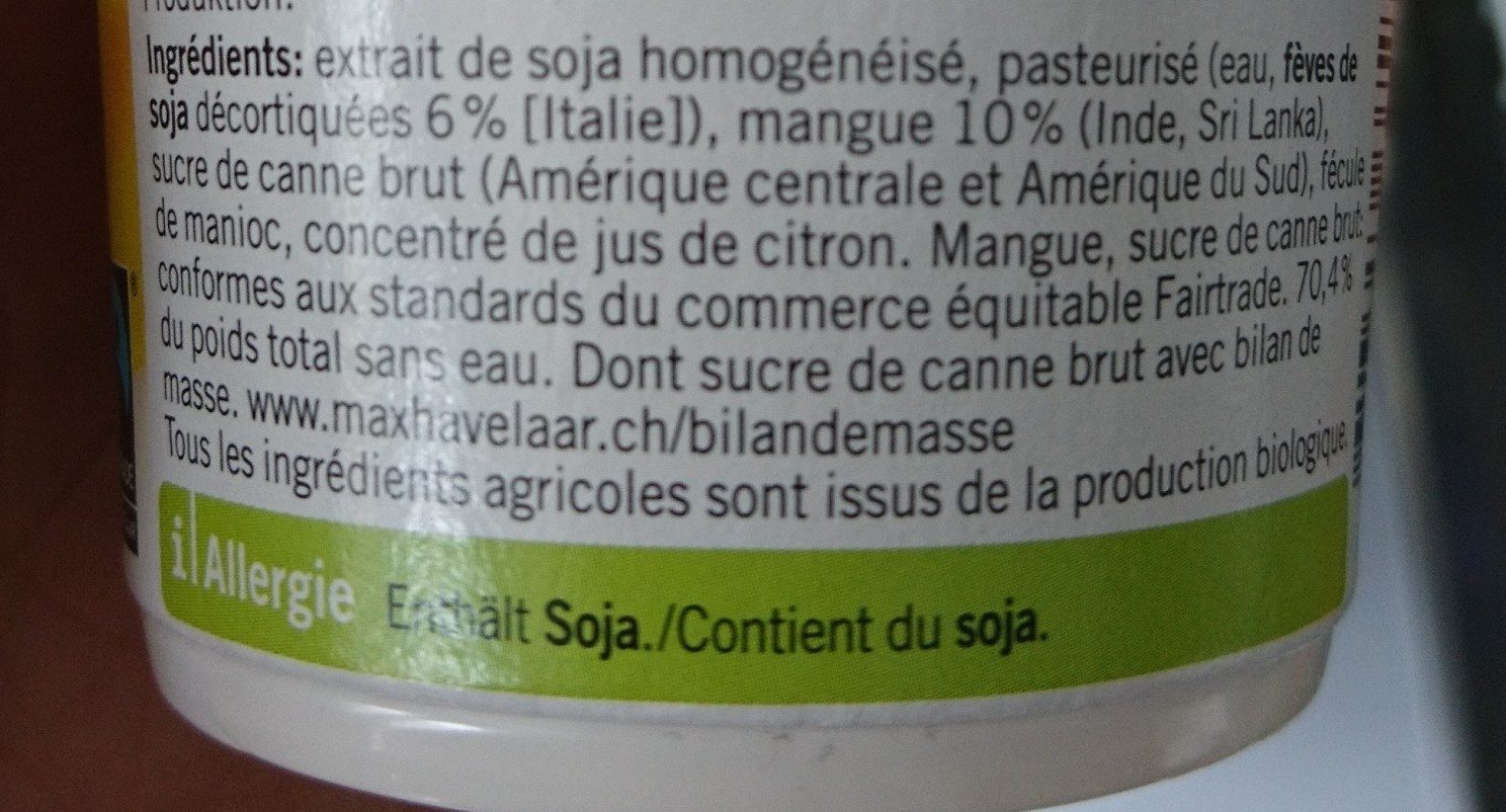Bio sojo mango - Ingredienti - fr