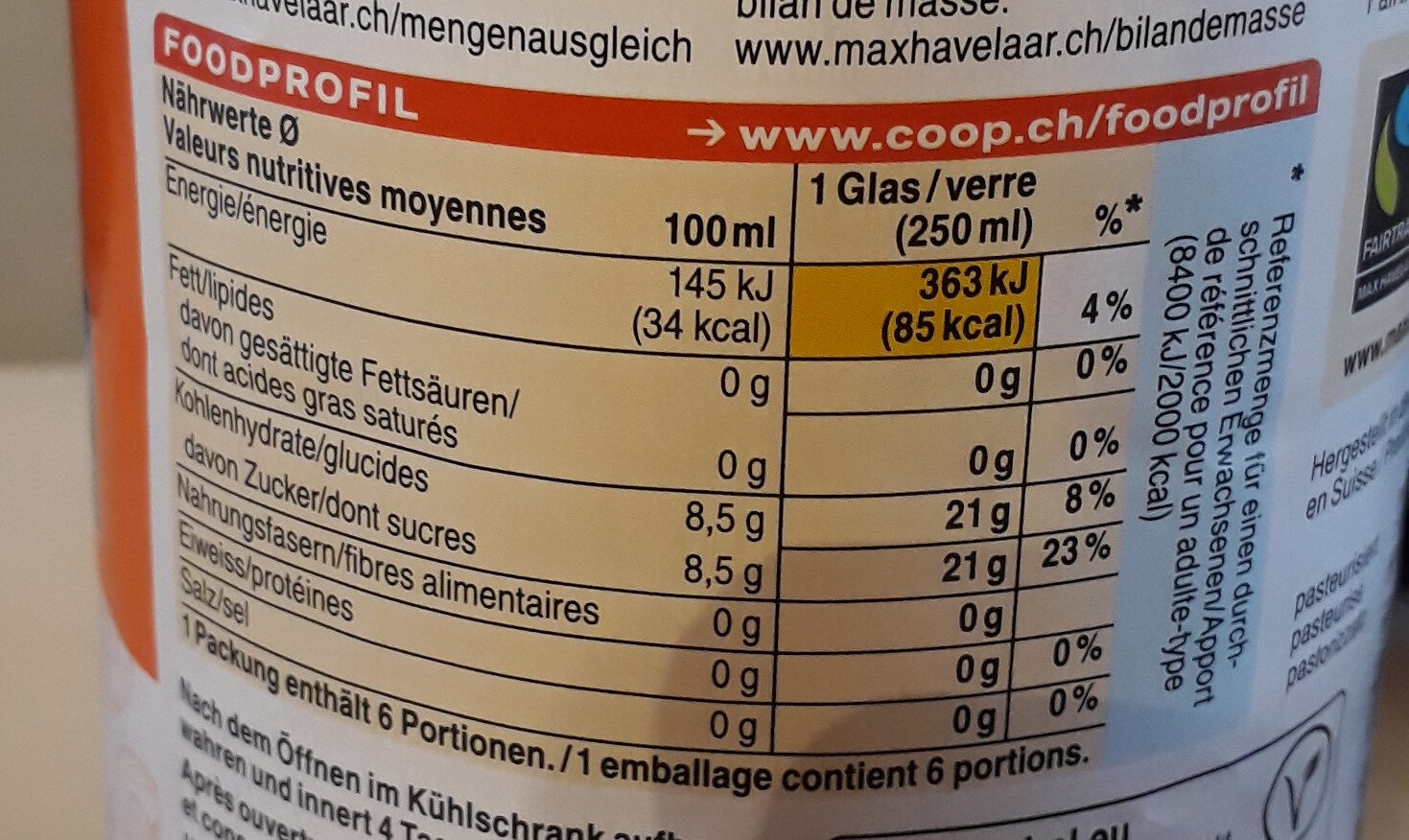 Thé froid pêche - Nutrition facts - fr