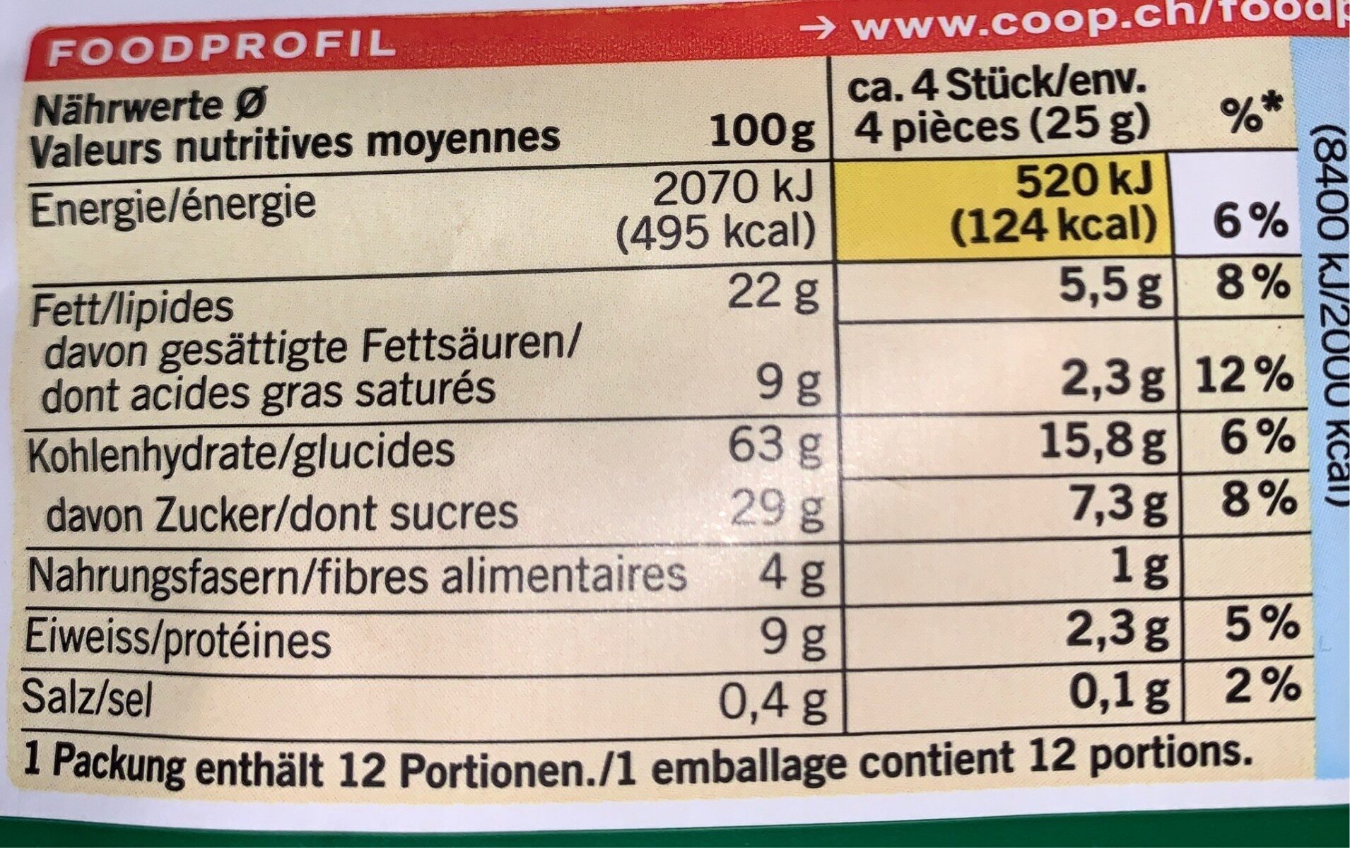 Assortiment de biscuits - Nutrition facts - fr