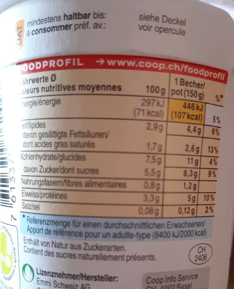 Jogurt heidelbeere-banane - Valori nutrizionali - fr