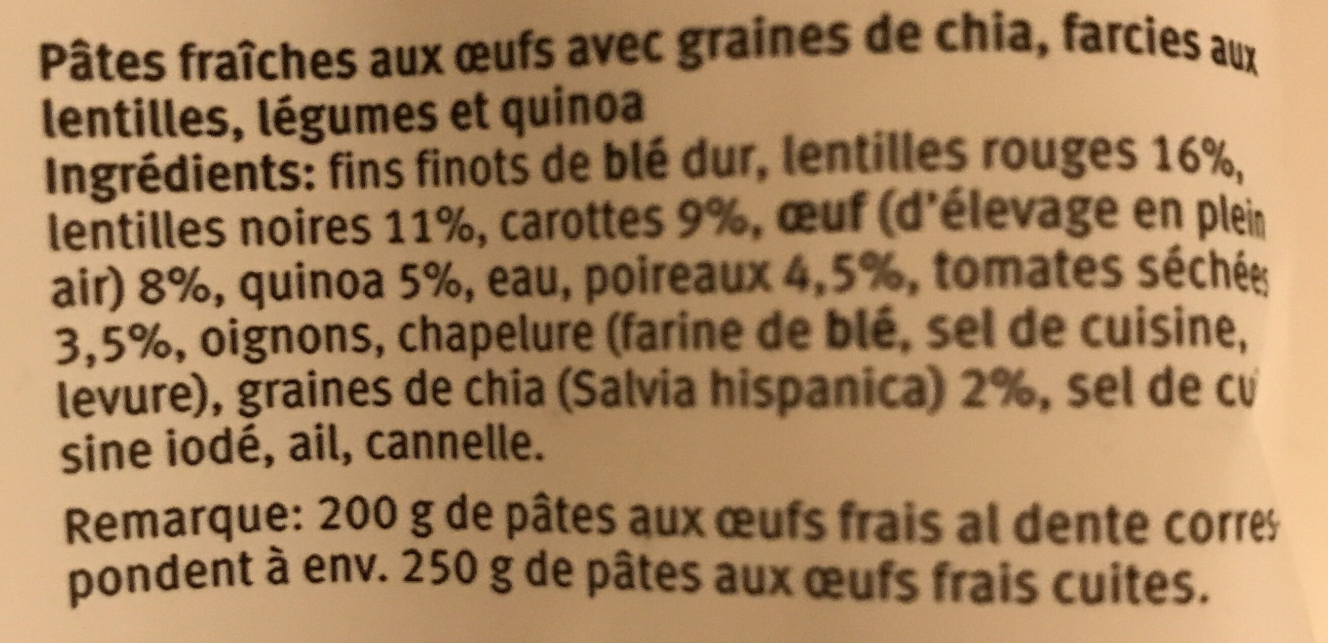 Fiori lentilles et quinoa - Ingredienti - fr