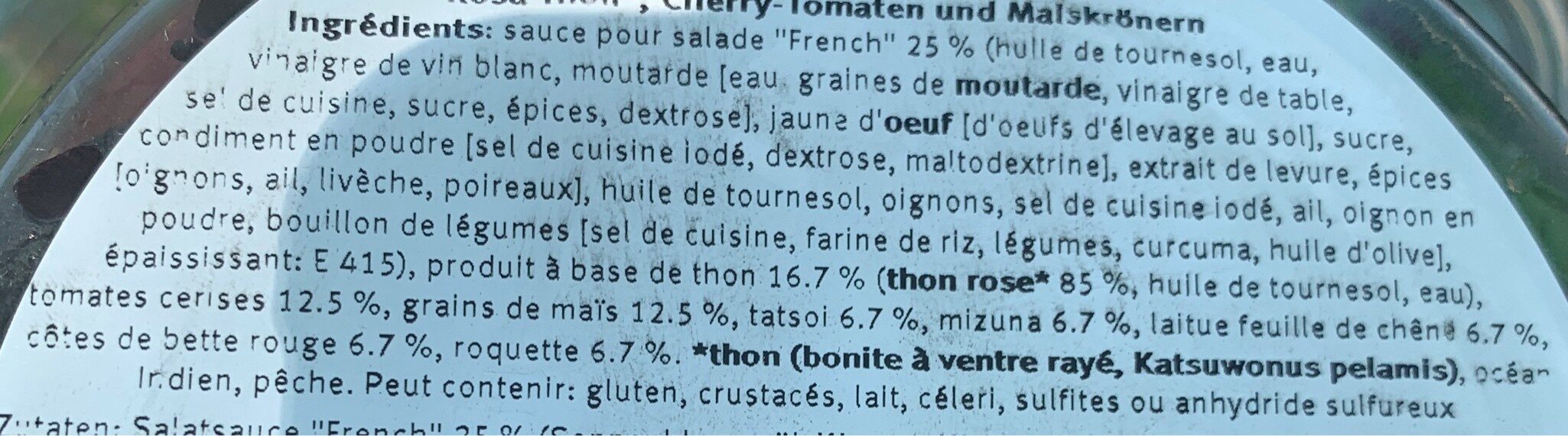 Saladbowl Tuna - Ingredients - fr