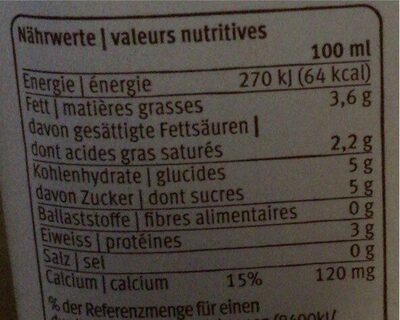 Wiesenmilch - Valori nutrizionali