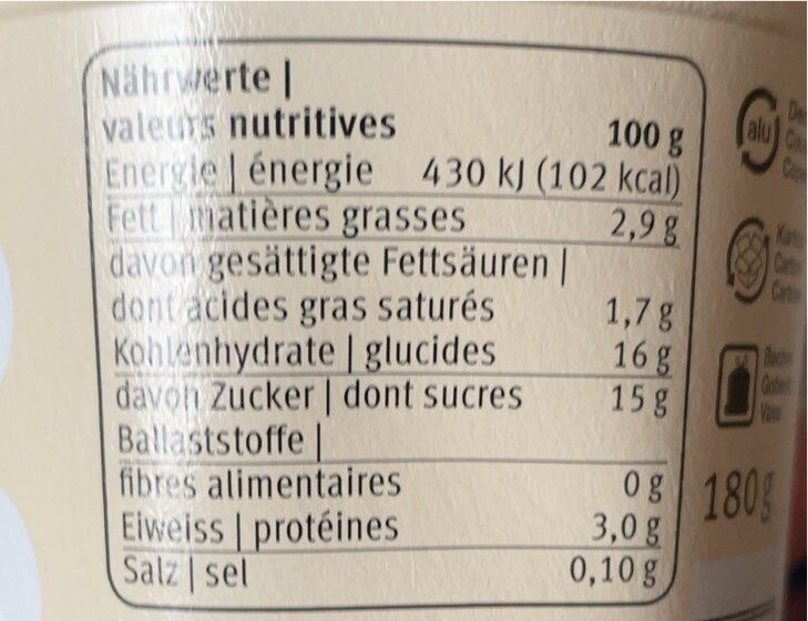 Quitten Joghurt - Informació nutricional - de