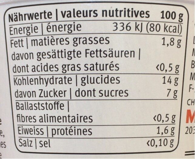 Hafer avoine vanille - Valori nutrizionali - fr