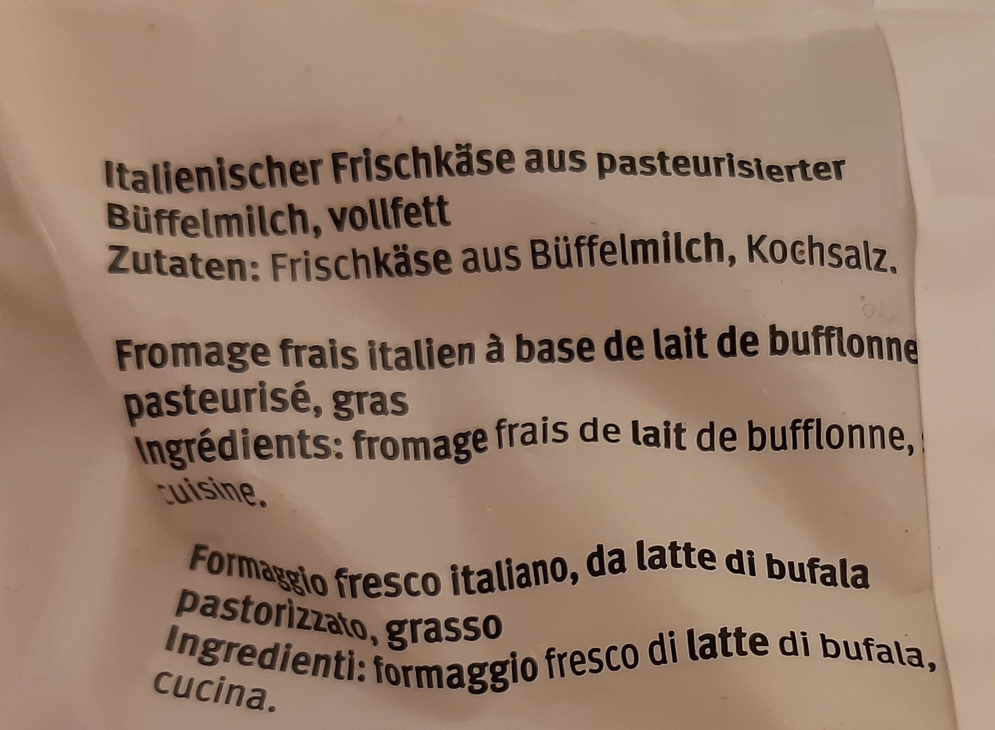 Mozzarella di Bufala Campana DOP - Ingrédients