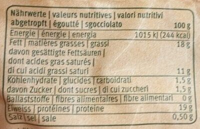 Mozzarella - Valori nutrizionali - de