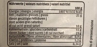 Pâte pour milanais - Valori nutrizionali - fr