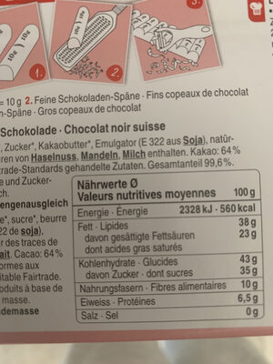 Chocolat de pâtisserie - Valori nutrizionali - fr