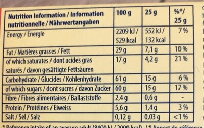 Toblerone - Información nutricional - en