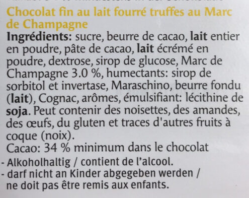 Les Adorables Truffes Marc de Champagne - Ingredienti - fr