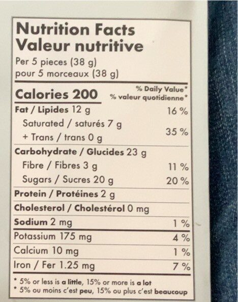 Chocolat - Nutrition facts - fr