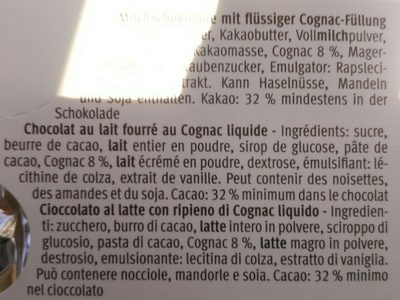 Cioccolato Cognac - Ingrédients