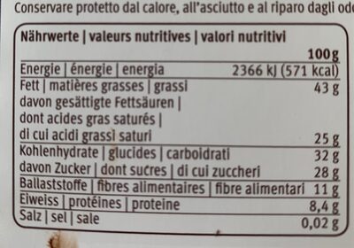 Supreme Amandes & Myrtilles - Tableau nutritionnel