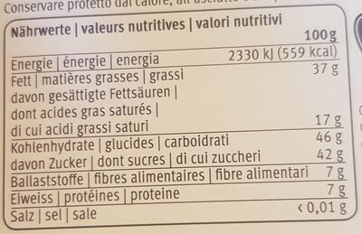 Suprême - Noir trois  noix - Nutrition facts - fr
