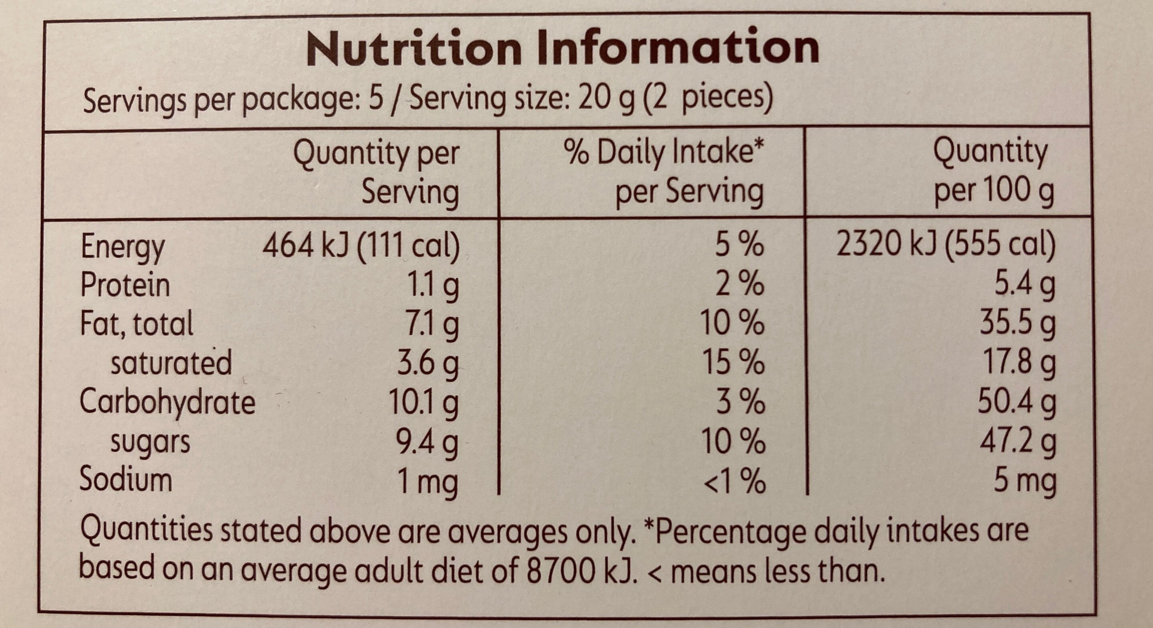 Dark crunchy hazelnut - Nutrition facts
