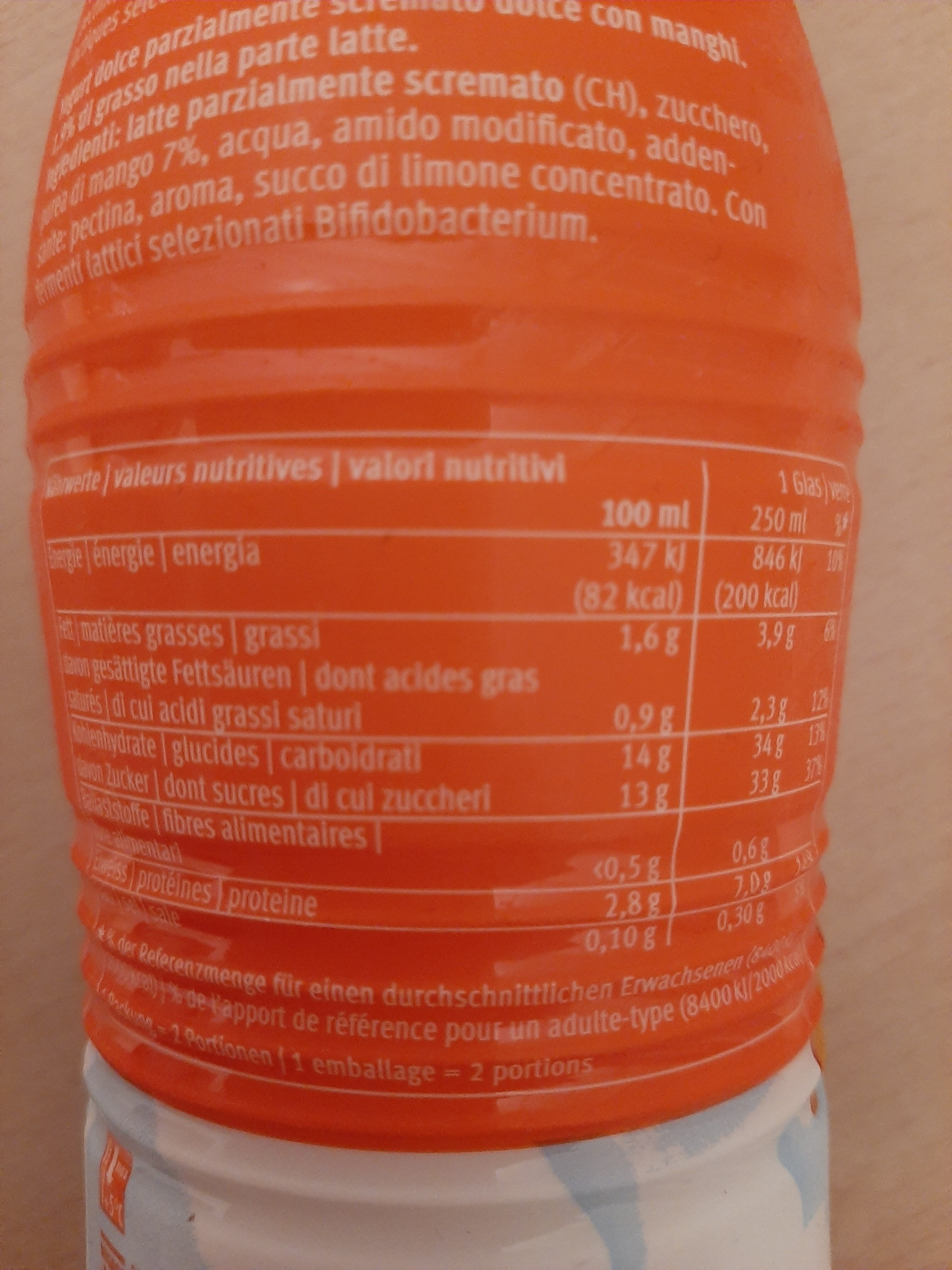Bifidus Drink Mangue - Nutrition facts - fr